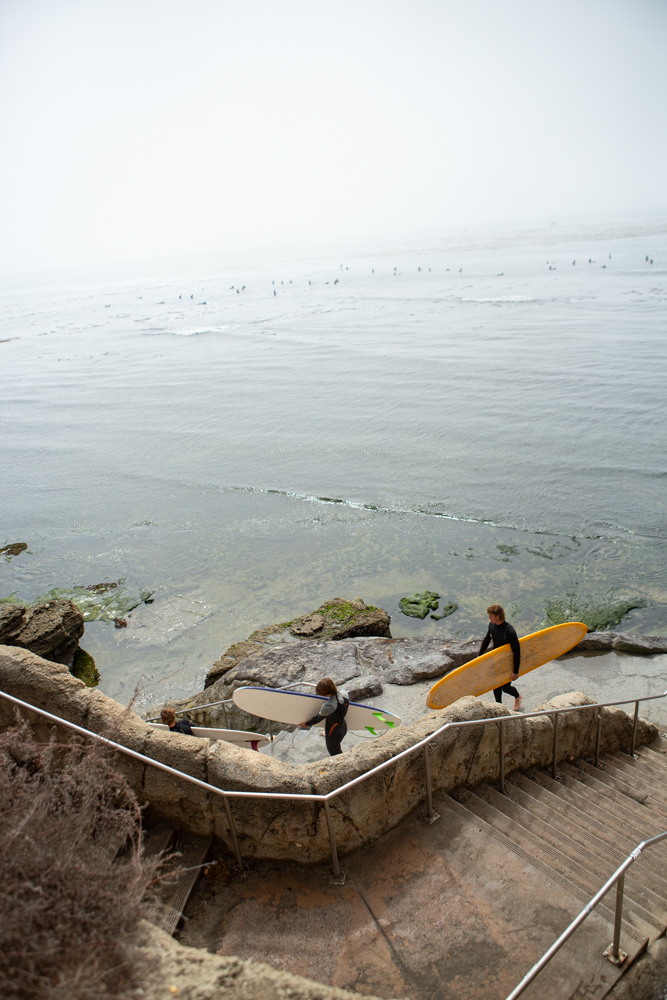 portrait of Surfers in pleasure point in Santa Cruz