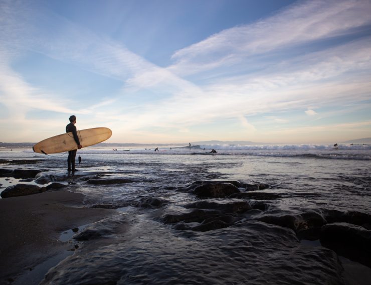 Santa Cruz, CA Surfer waiting for the perfect wave